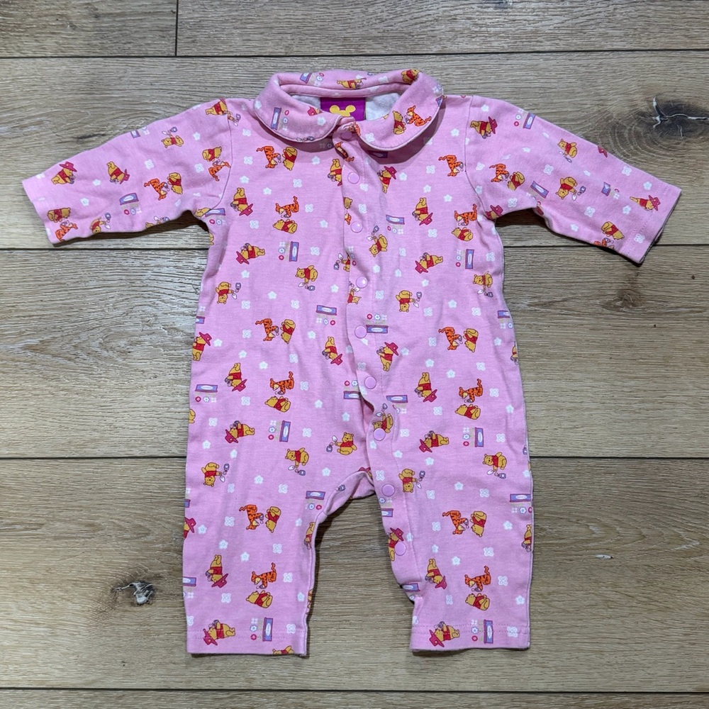 Vintage Disney Winnie‎ the Pooh Pink Baby One Piece Snap Outfit 6-9mo